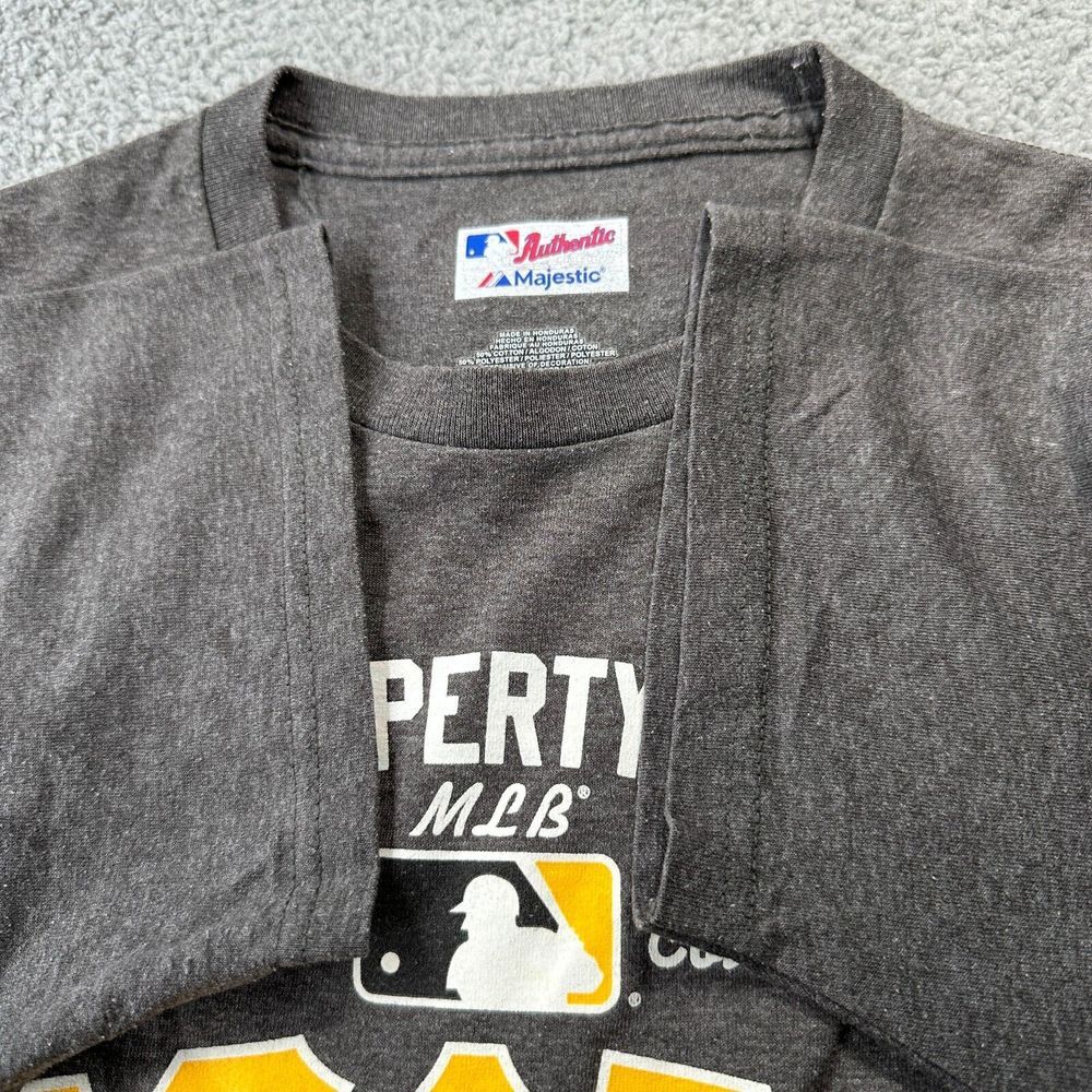 PIRATES PITTSBURGH T Shirt Womens Medium Top Short Sleeve Gray Yellow MLB - Picture 6 of 7